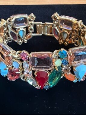 JCrew Multicolor Crystal Cluster Statement Bracelet - Women Jewelry